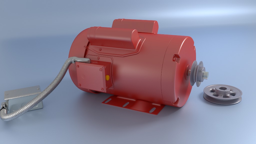 Electric Motor with Pulleys, Conduit and Junction Box preview image 2